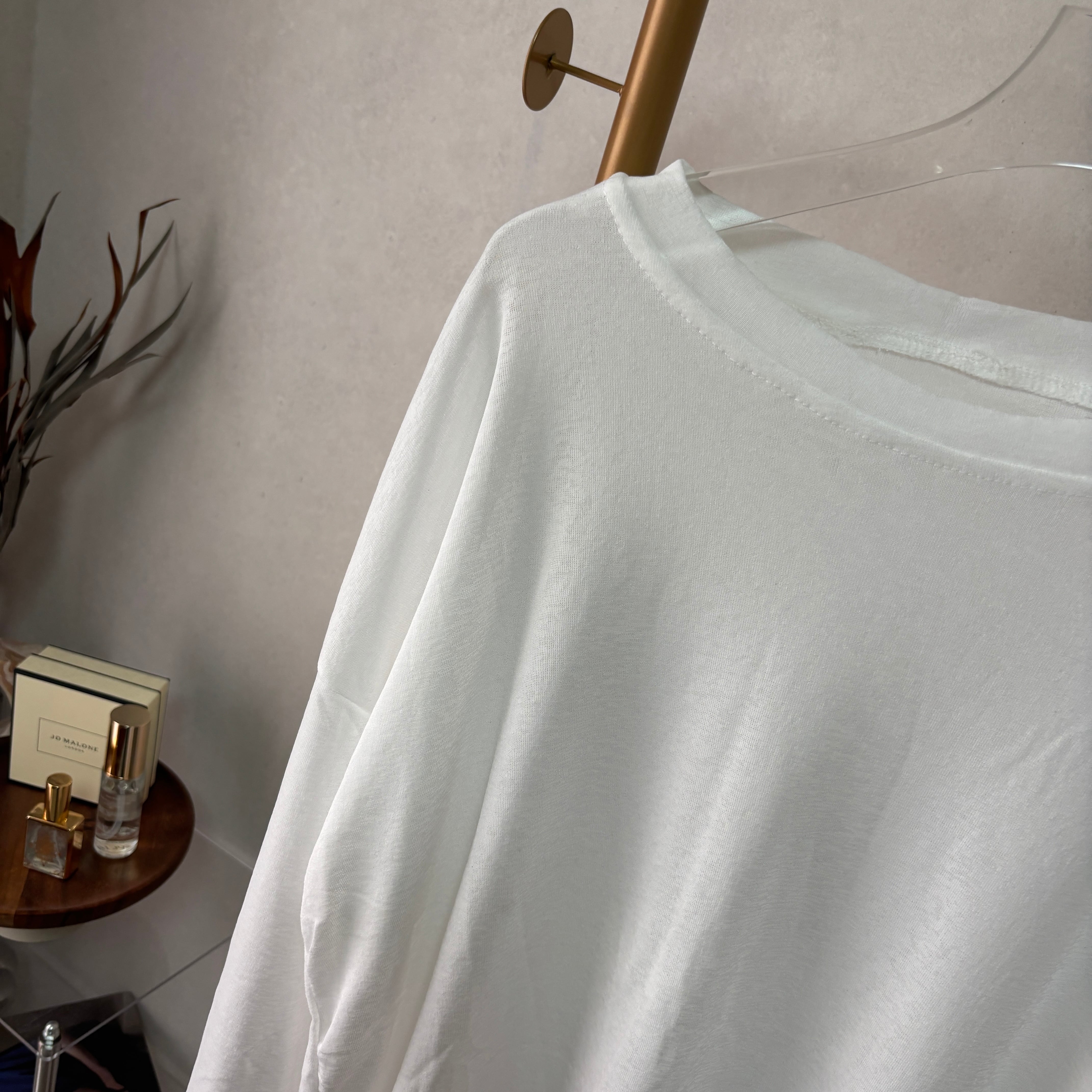 color sheer long tee【White】