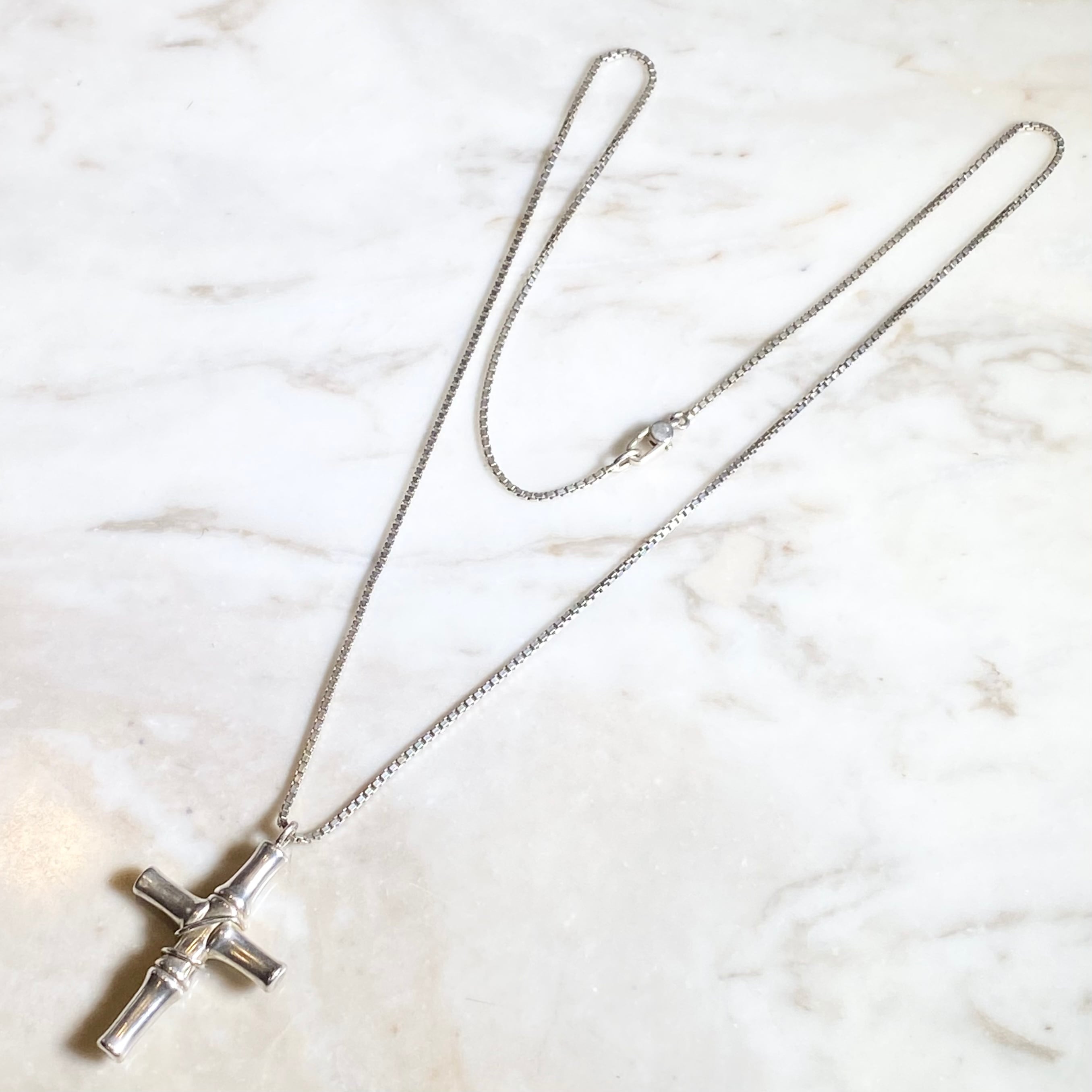 vintage GUCCI silver cross pendant necklace “bamboo” | NOIR ONLINE