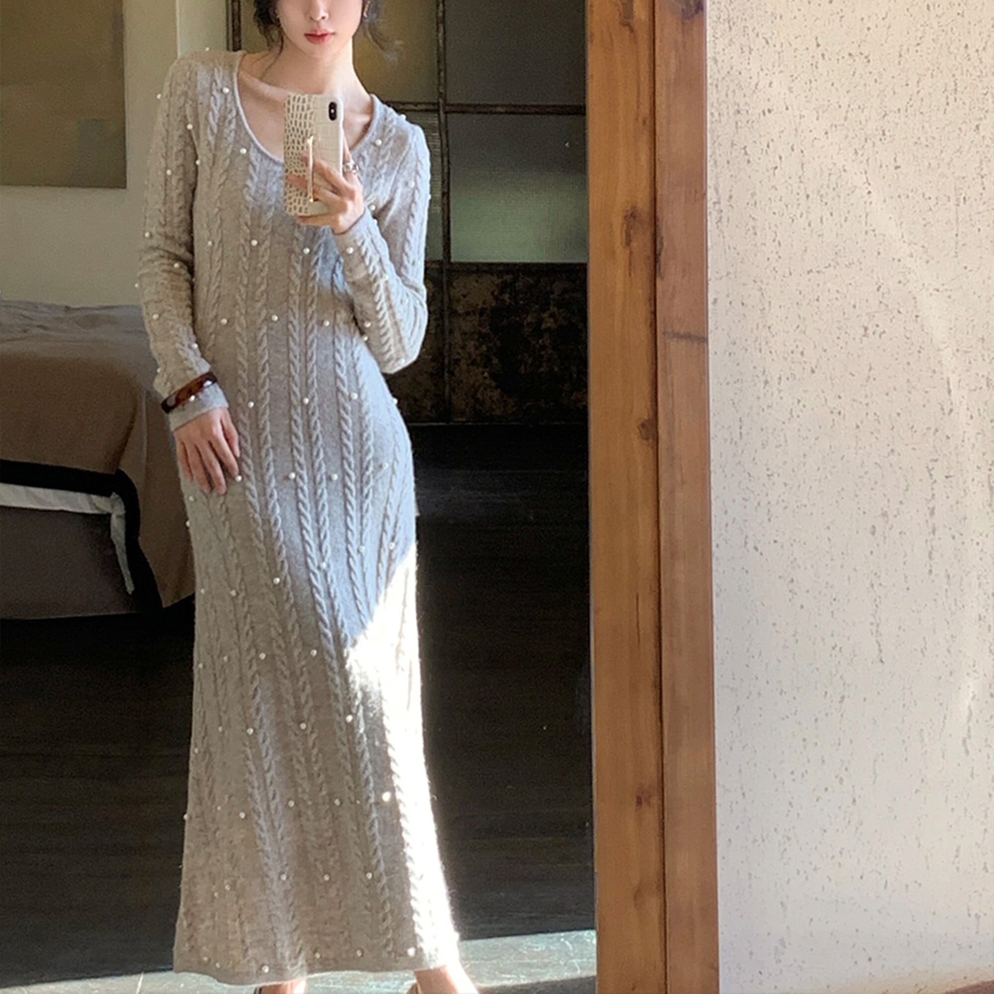 【dress】パールニットワンピース N3358