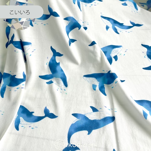 【IKOR-cloth】"くじら" こいいろ (綿100% 40/2コーマ天竺)