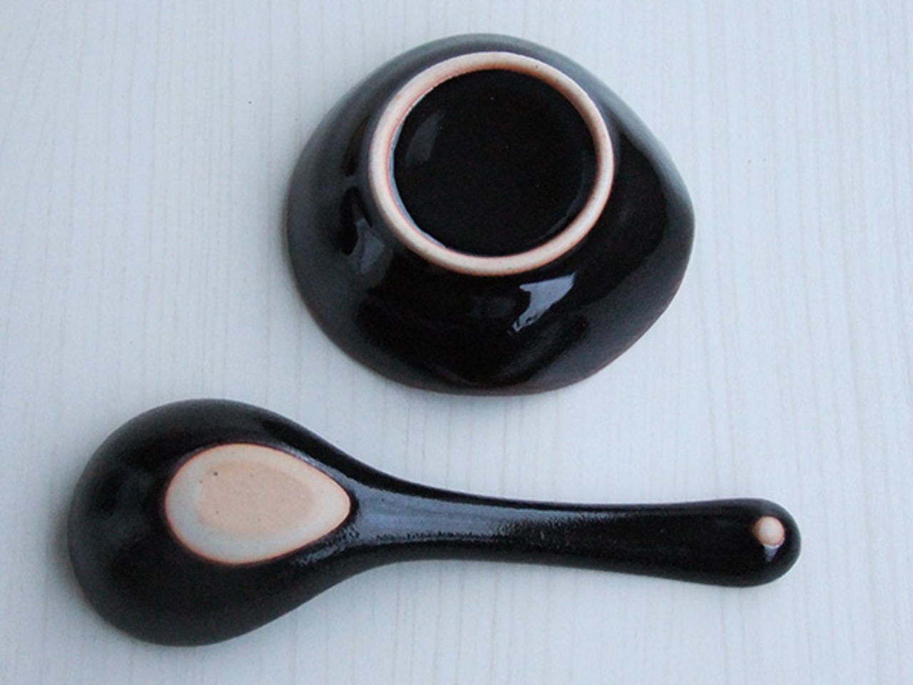 柚子天目 小 レンゲ 受け台付 萬古焼