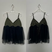 ランダムチュール異素材bustier/カーキ