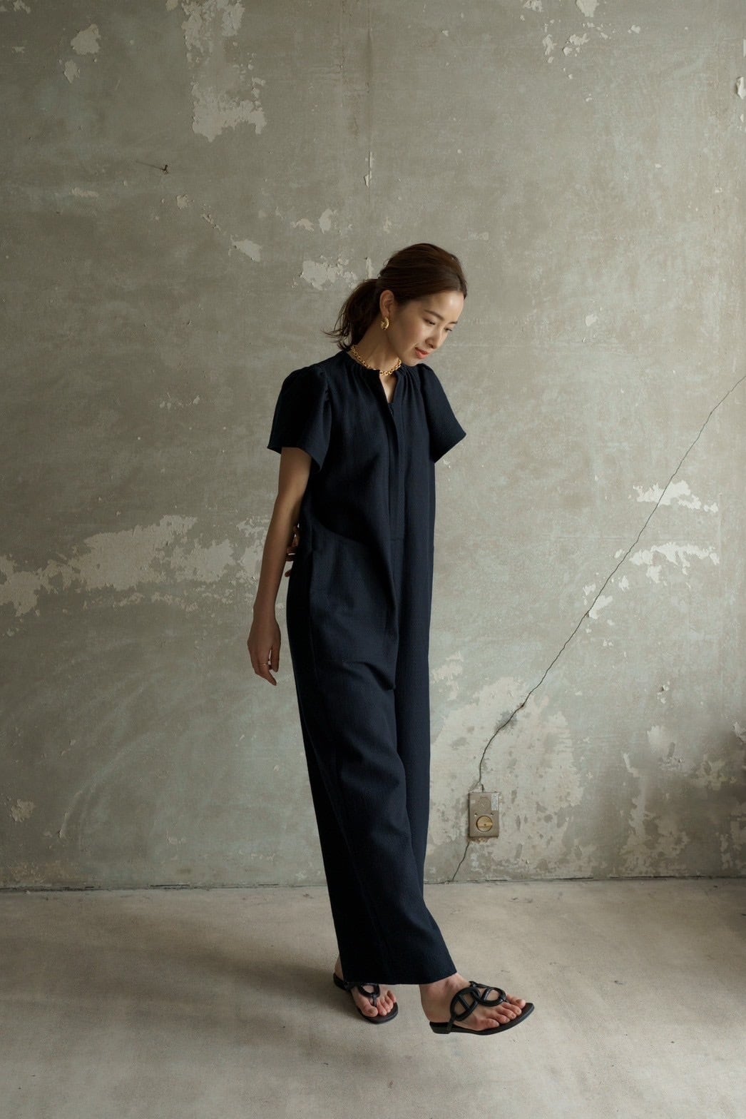 TWEED DESIGN SLEEVE ALL-IN-ONE(navy) ご注文から1週間前後で発送 