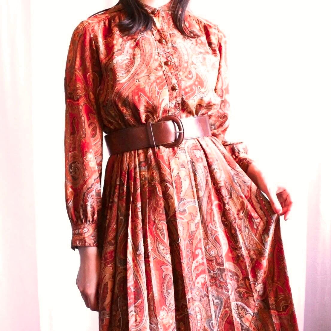 レトロワンピース ペイズリー柄【313】