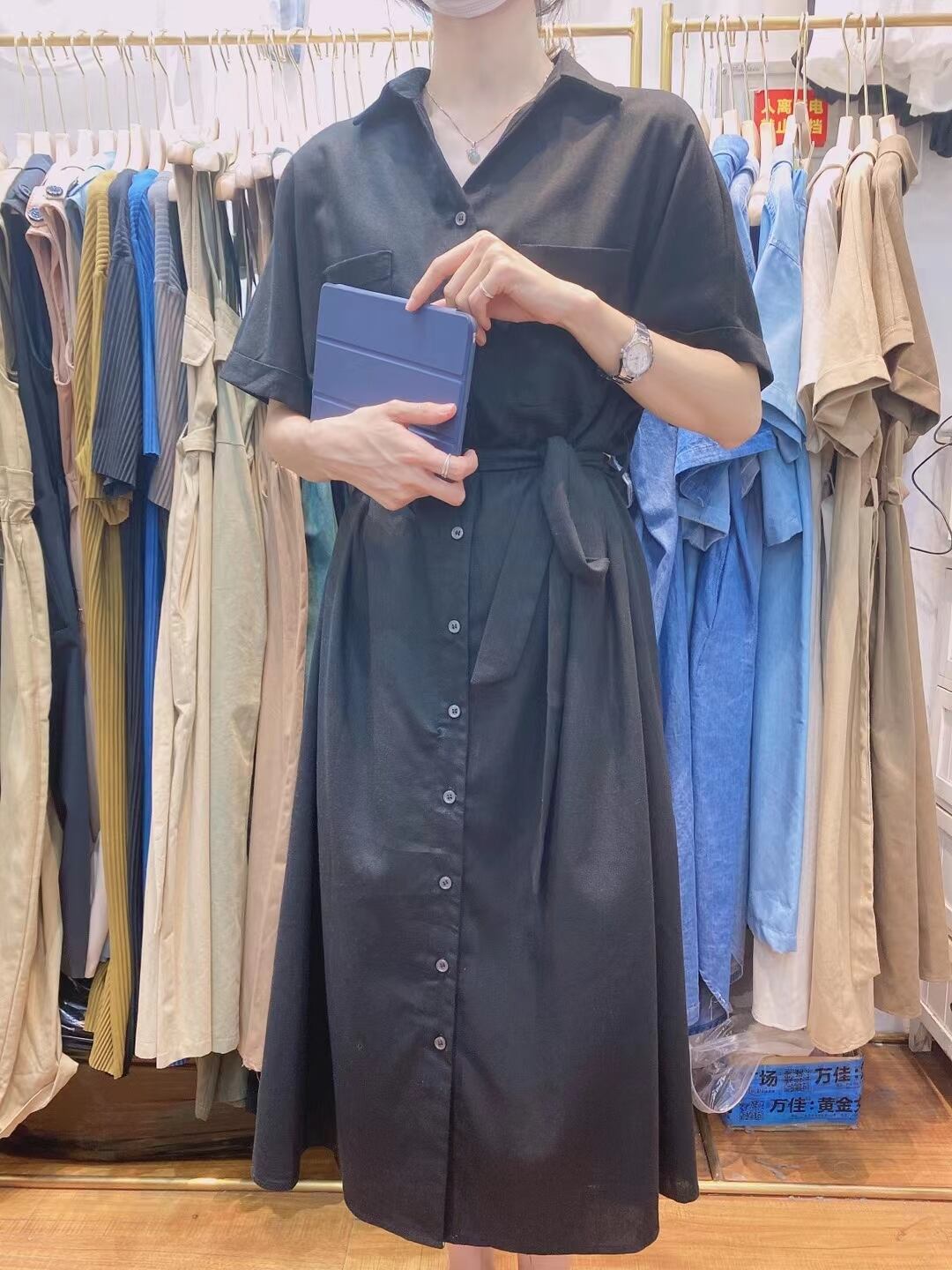 シンプルシャツワンピース　AJ33167-6162