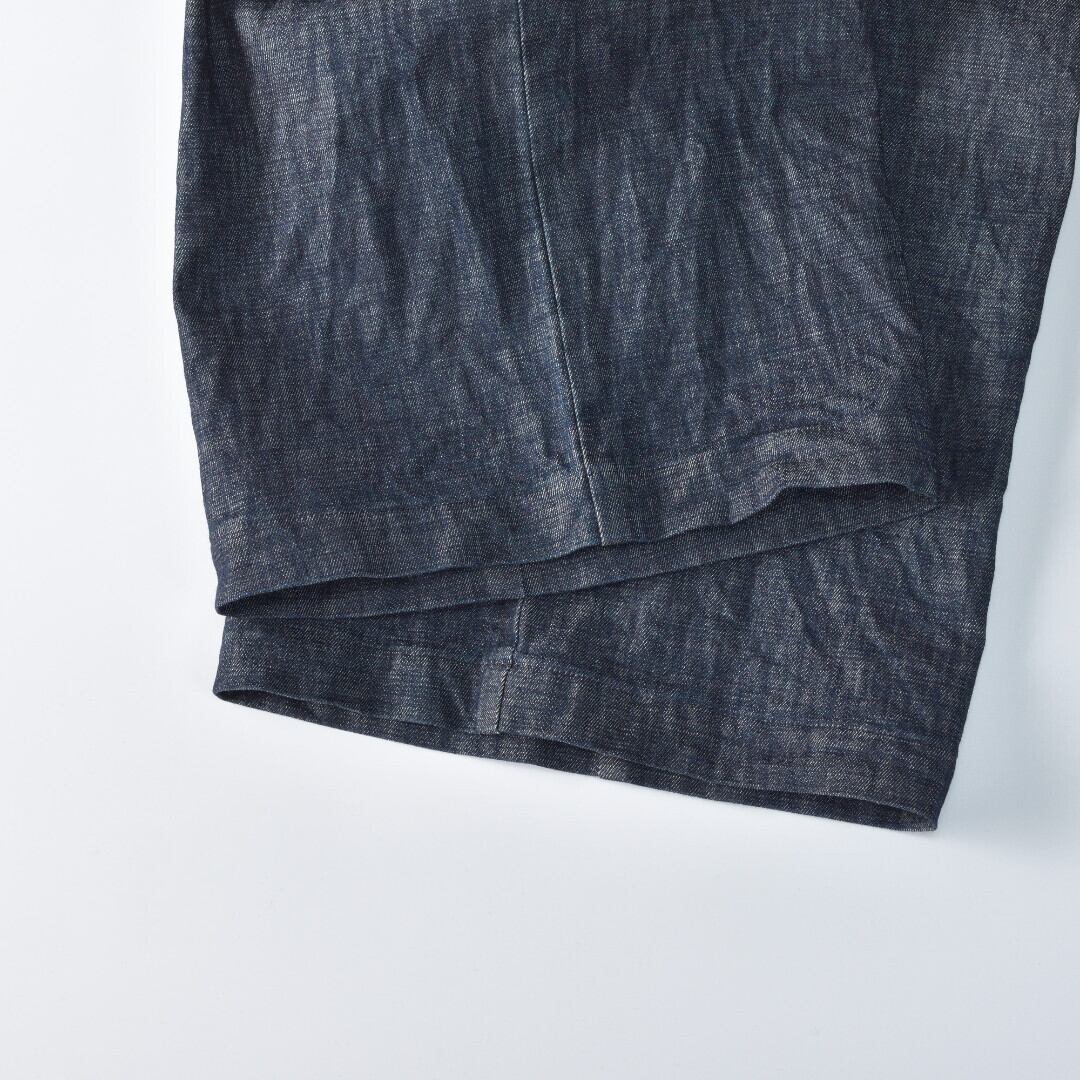 LinenYa リネンや ストレッチデニムセミキュロットパンツ ザックリとした肌触りが特徴のストレッチデニム生地が使われています。【送料無料】