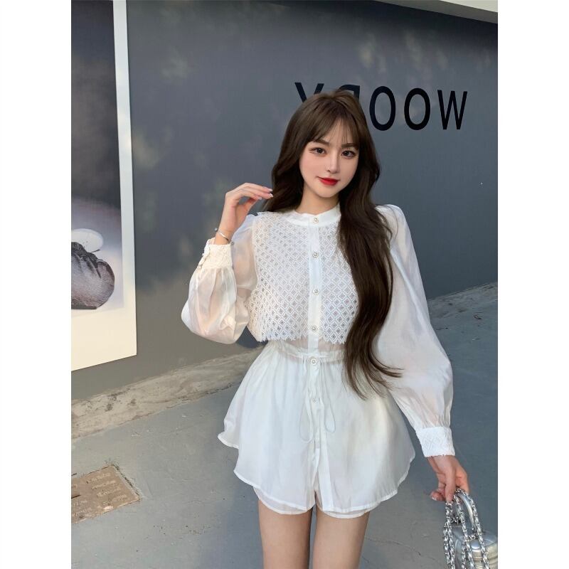 シャツ ルーズサマー薄手ホワイトトップス ロング 夏物 ブラックストロベリース2711774286