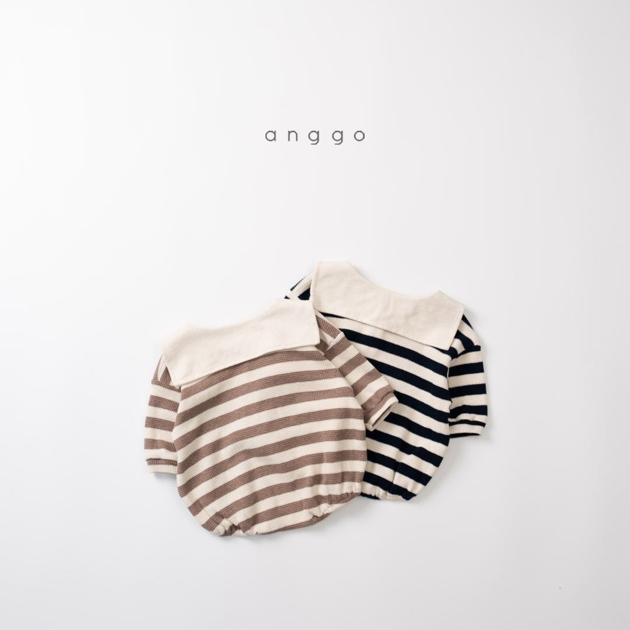 【anggo】セーラーワッフルロンパ ベージュ 60〜70cm  241015 - 8