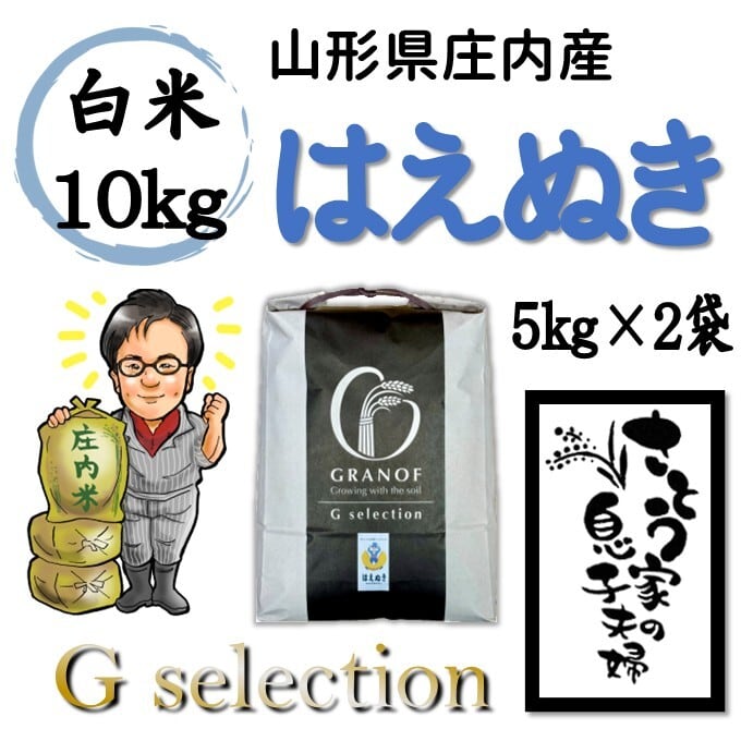新米 山形県庄内産 はえぬき 白米20kg Gセレクション