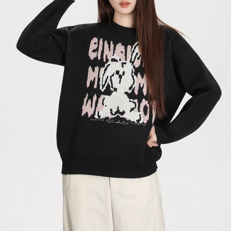 bunny jacquard relaxed knit pullover m1317
