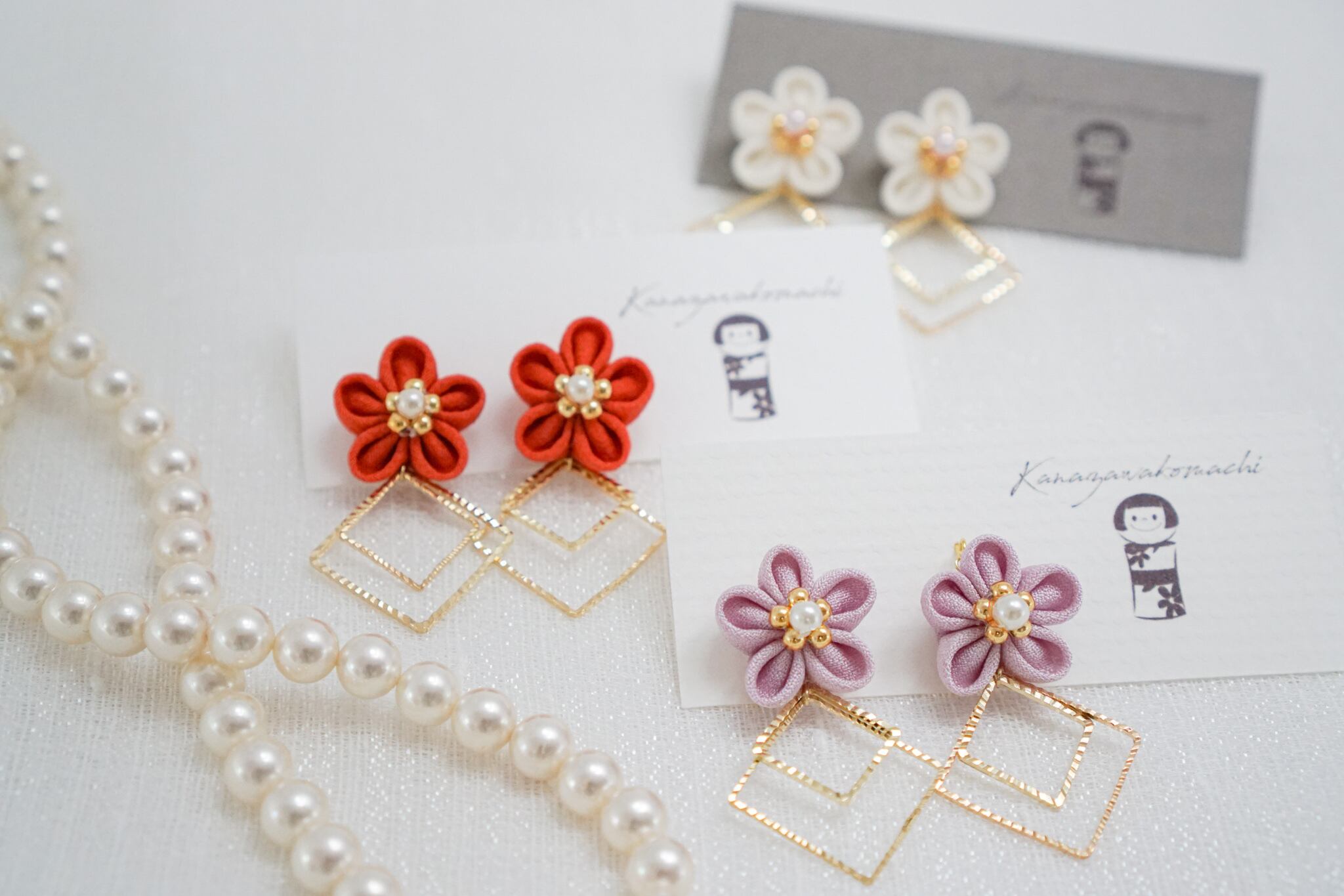 つまみ細工ピアスNO.6＊Light color＊ | 金澤こまち -accessories-