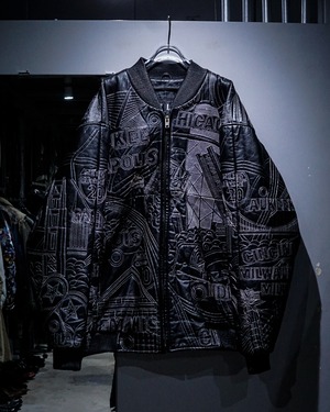 【add (C) vintage】Special Embroidery Loose Leather Bomber Jacket