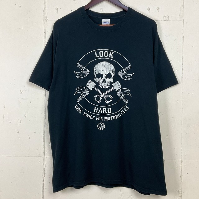 LOOK HARD モーターサイクル バイカー Tシャツ 古着 メンズXL ブラック 