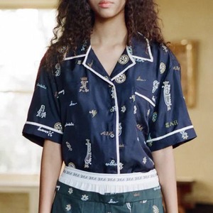 SEA NY　JULIET EMB S/SLV TOP    NAVY