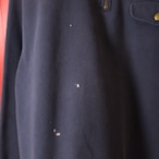 90s POLO RALPH LAUREN ハーフジップスウェット 赤×ネイビー エポレット 金ボタン