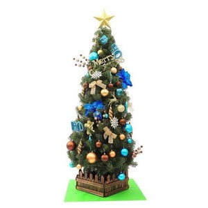 180㎝スリム装飾ライト付ツリーセット　（29-14青金茶）