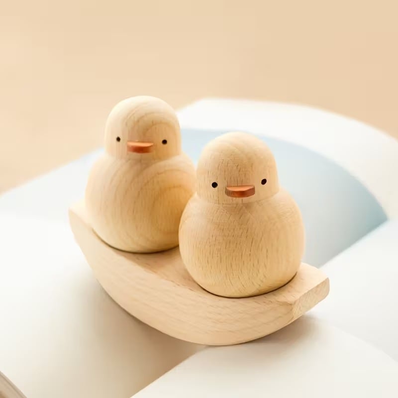 置物 オブジェ 小鳥 ペア 木目調 かわいい ナチュラル ほっこり