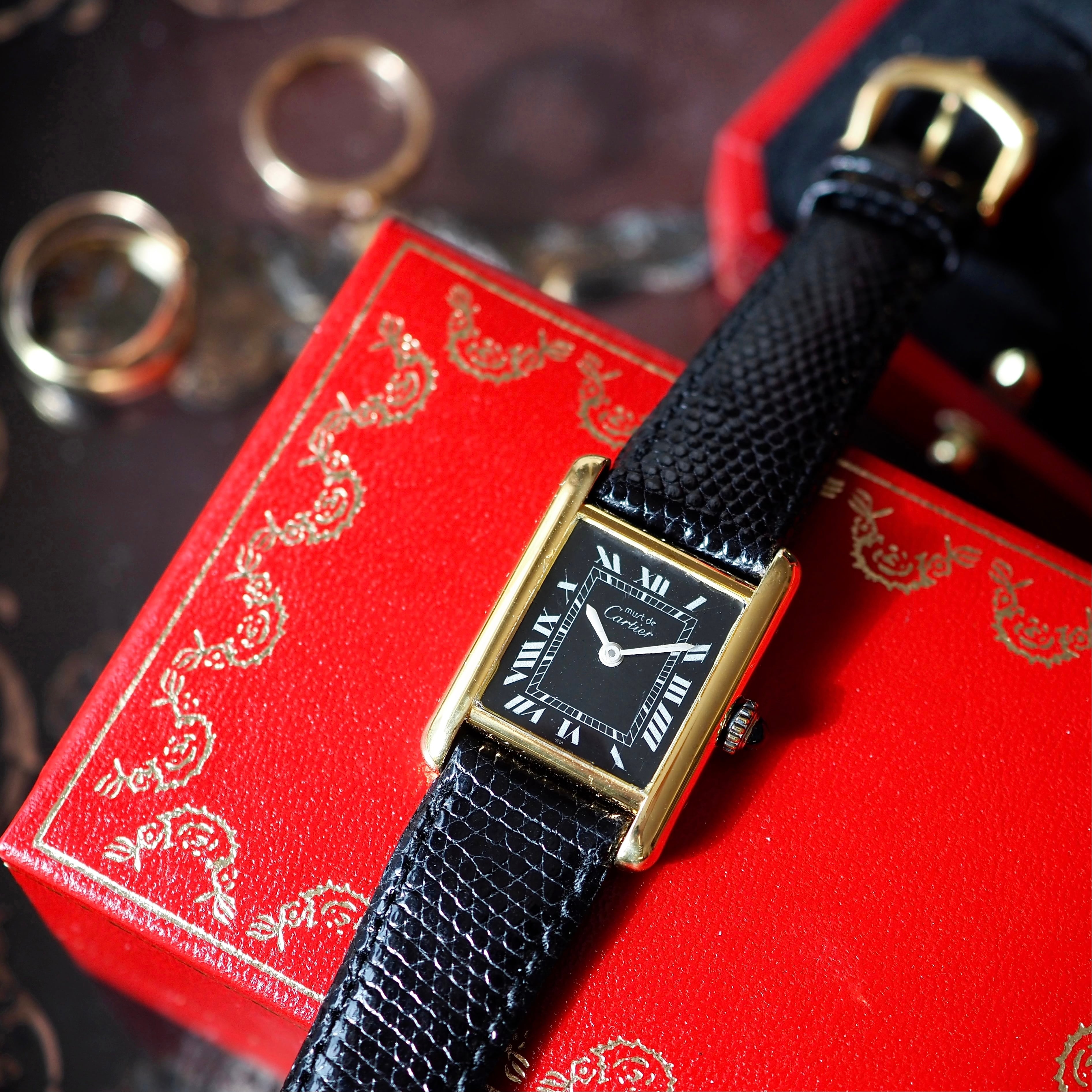 OH済 希少 Cartier カルティエ マストタンク ブラックローマン SM