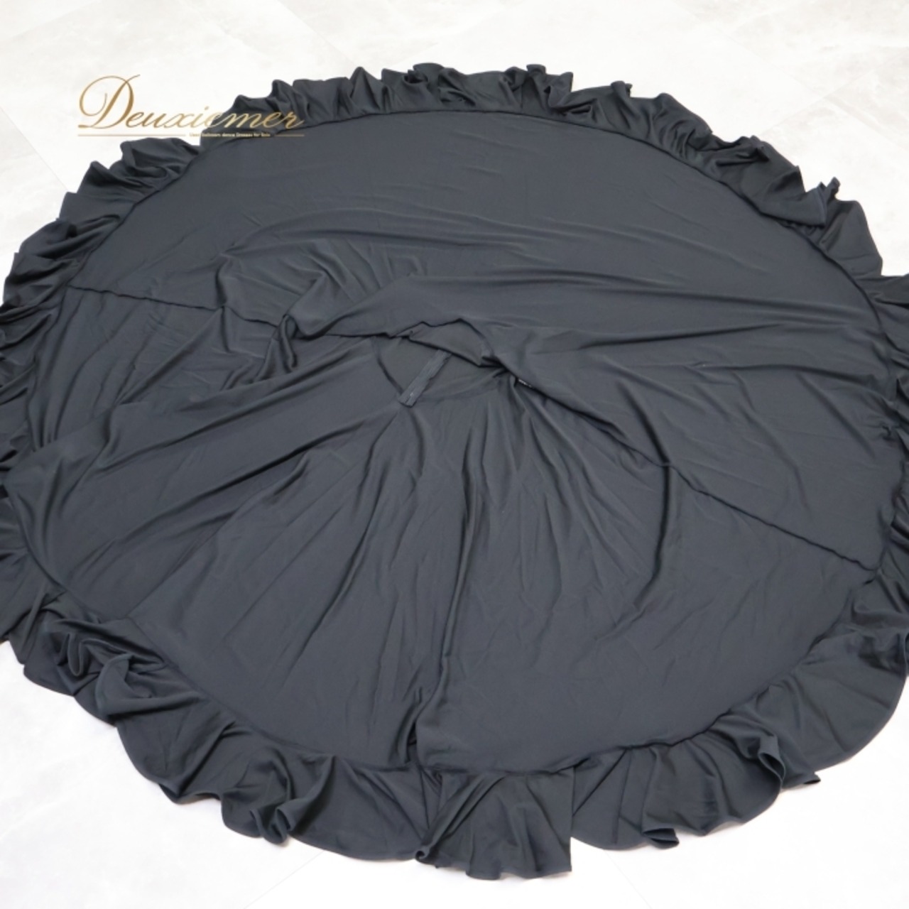 フラメンコ 衣装 ファルダ スカート ブラック系 無地 シンプル 黒 練習 レッスン 伸縮 ストレッチ ペチコート フリル ボランテ インナー オールブラック ダンス衣装 上品 イベント ステージ