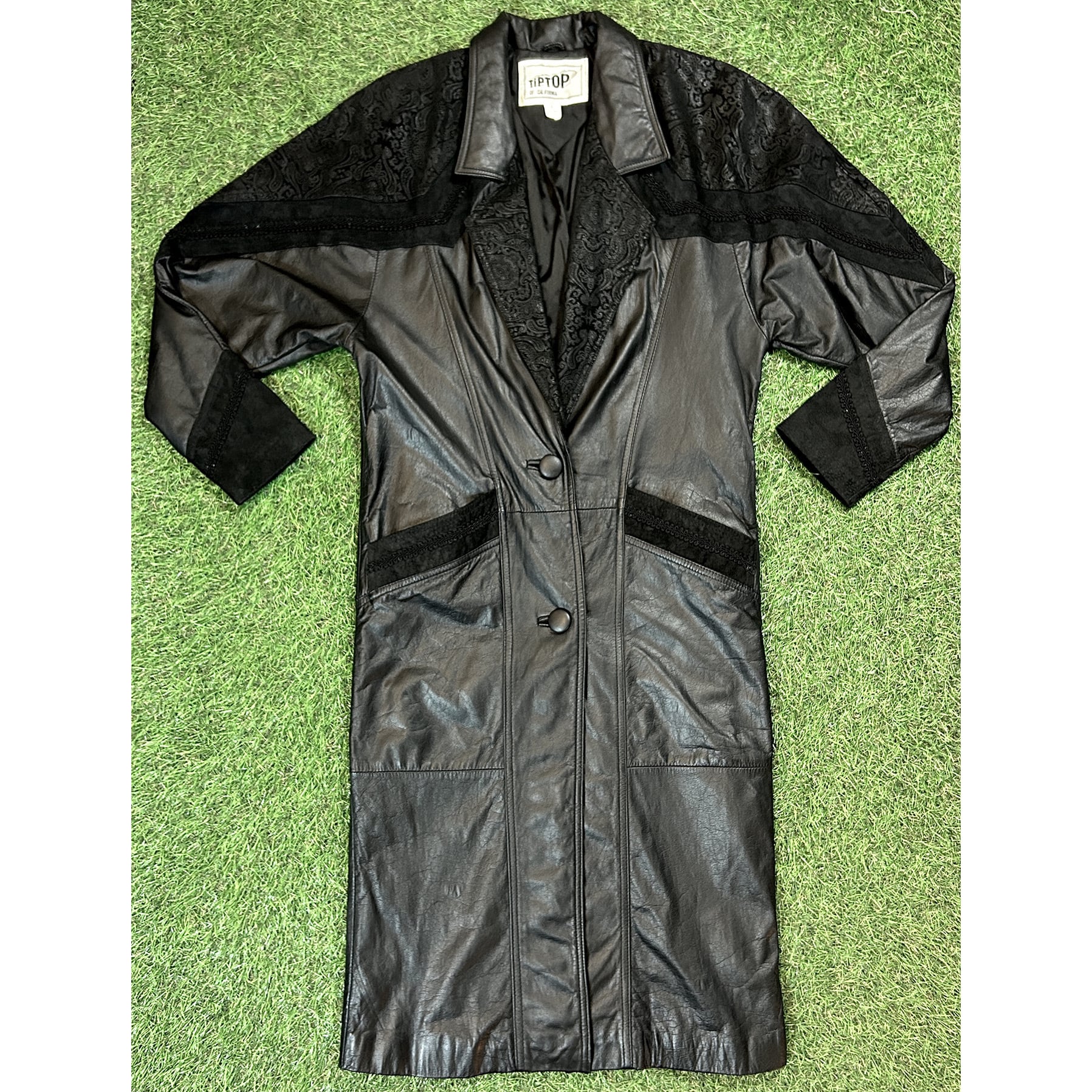 Lady's】90s ブラック レザー ロングコート / Vintage ヴィンテージ
