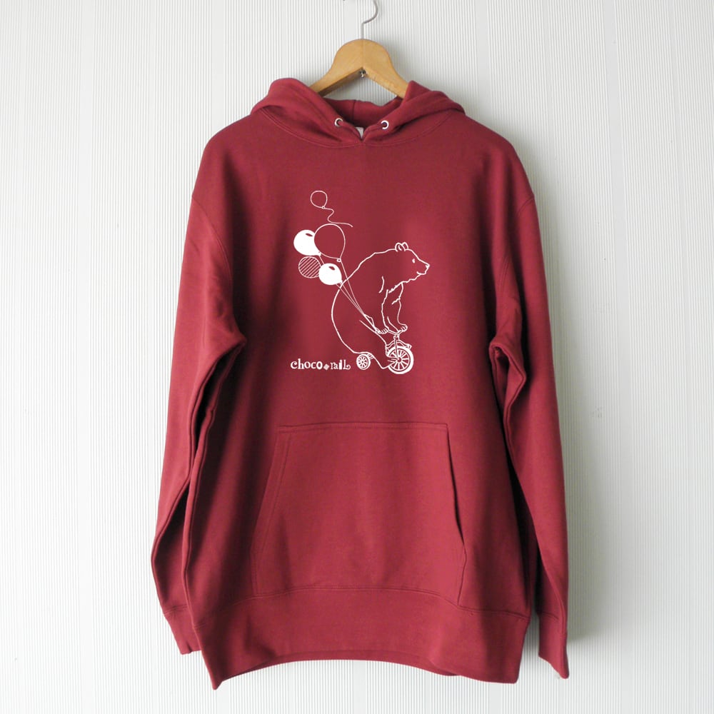 送料無料】サーカス熊さん プルパーカー ワインレッド メンズ