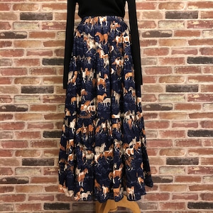 Horse Pattern Navy Skirt