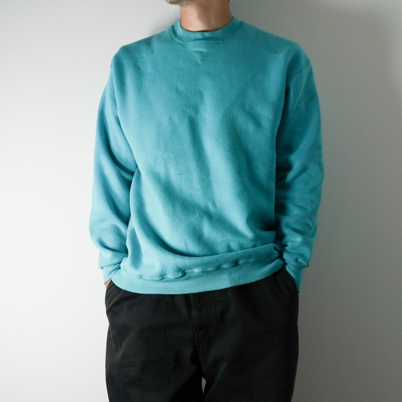 80s Russell Athletic sweatshirt solid Turquoise XL 古着 - 15