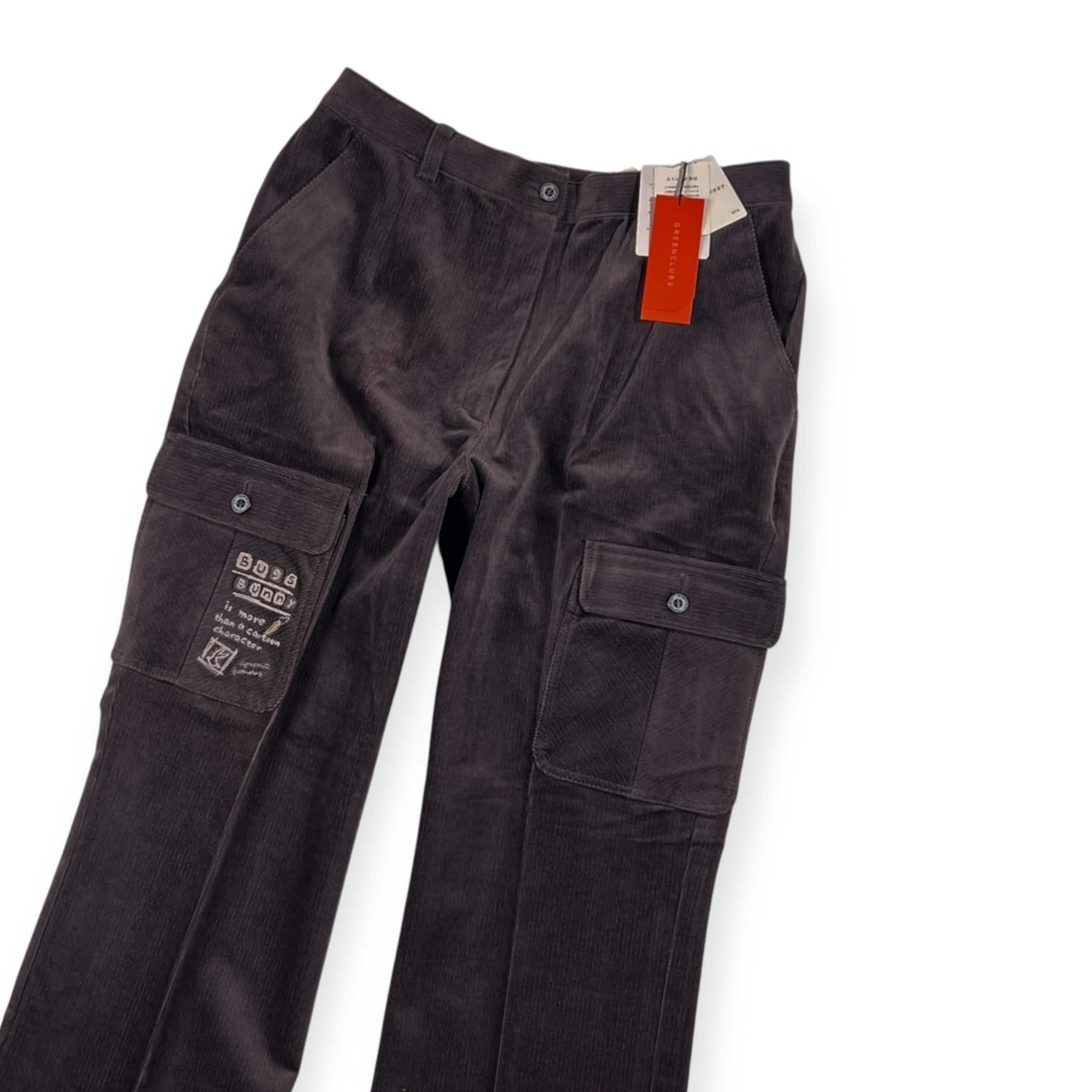 新品 タグ付き GREEN CLUBS グリーンクラブ ワーナーコラボ バックスバニー 刺繍 コーデュロイ カーゴ パンツ 13/ダークブラウン レディース ゴルフ