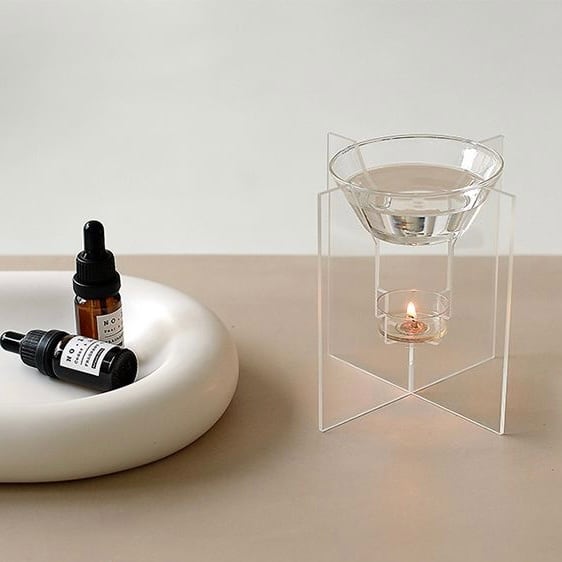 modern glass essential aroma burner / モダン クリア ガラス