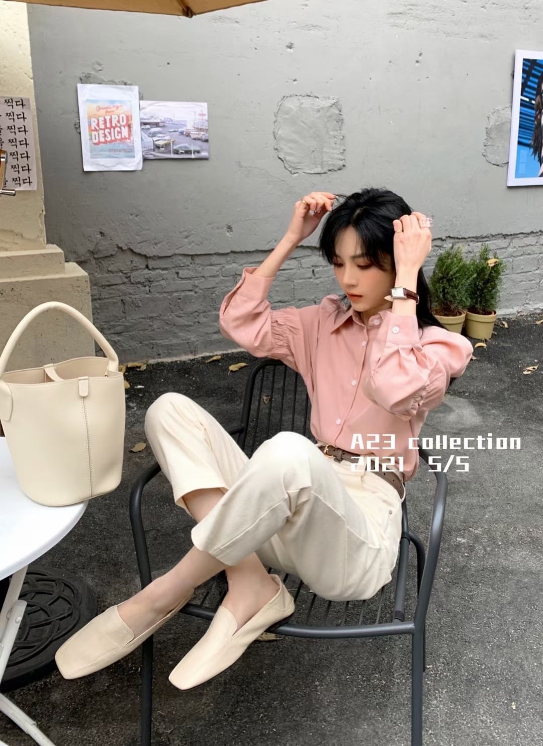 オープンエルボーブラウス　AJ3396-D05