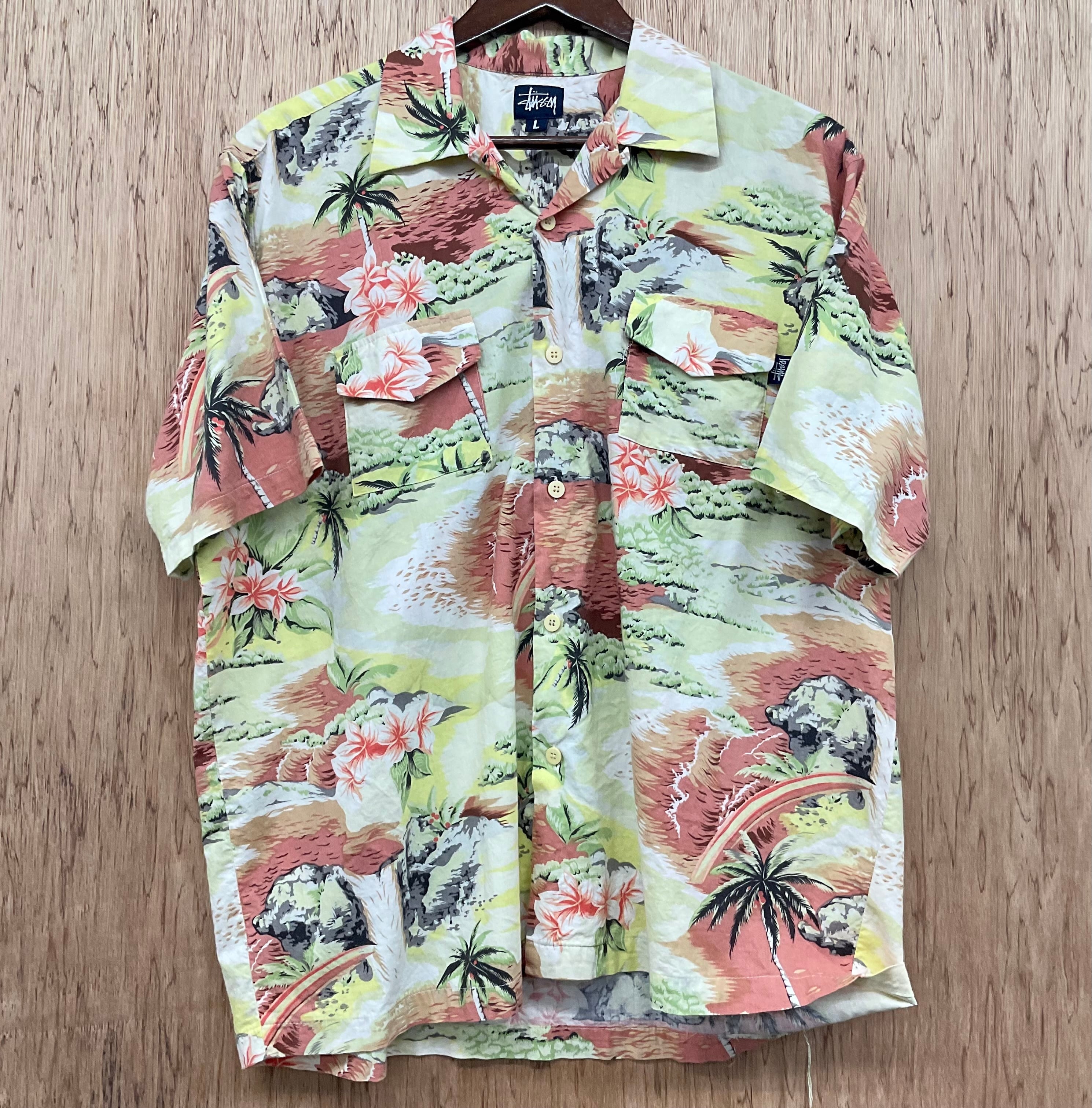 希少 OLD STUSSY RAYON ALOHA ハイビスカス USA たのしい 90s 