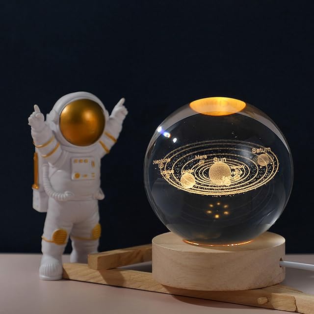 Kertari 60mm クリスタルボール 太陽系 模型 3D 宇宙ガラス 地球儀