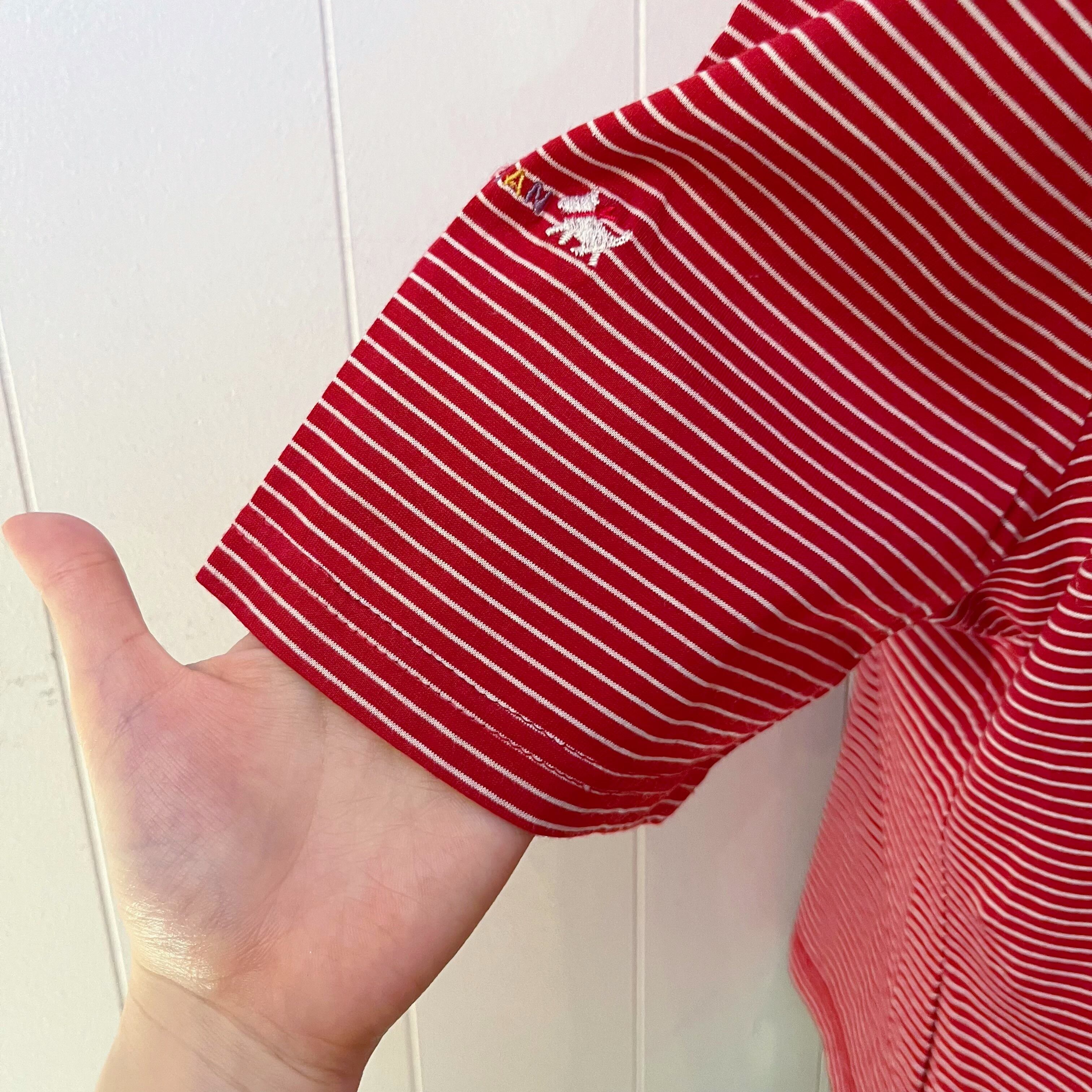walking dog embroidery red T-shirt