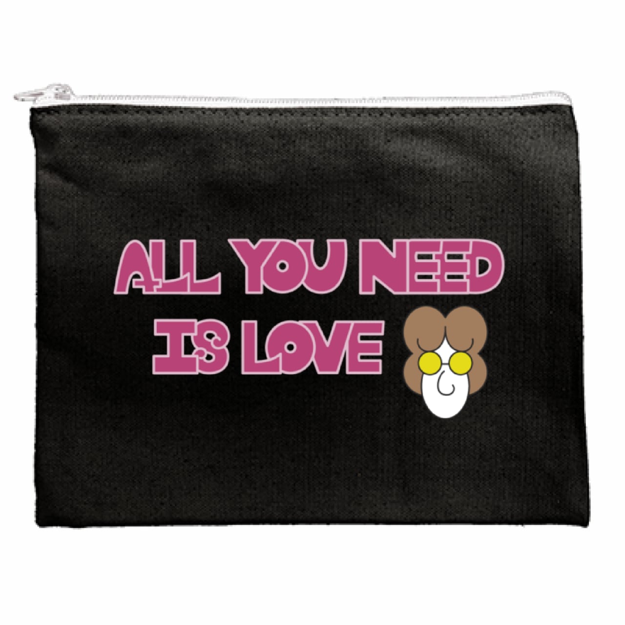 DHD(M)036【キャンパスフラットポーチ（ナイトブラック）　ジョンおじさんⅡ】