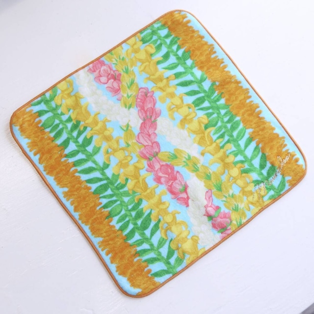 ハワイ ハンドタオル レイ柄 マウナロア maunaloa 上品 コットン100％ プアケニケニ ピカケ イリマ プチギフト＜キルト＞