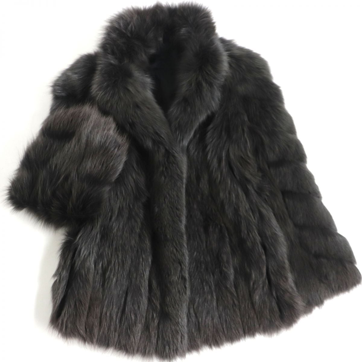 フォックス毛皮 コート 美品 極美品□肉厚 シルバーフォックス リアル