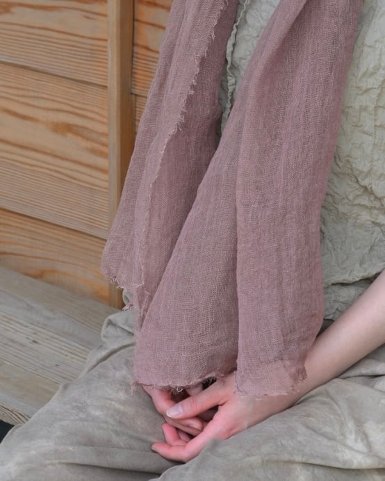 手染め 麻100% 麻布｜桜（植物染め）｜futashiba248 Linen textile