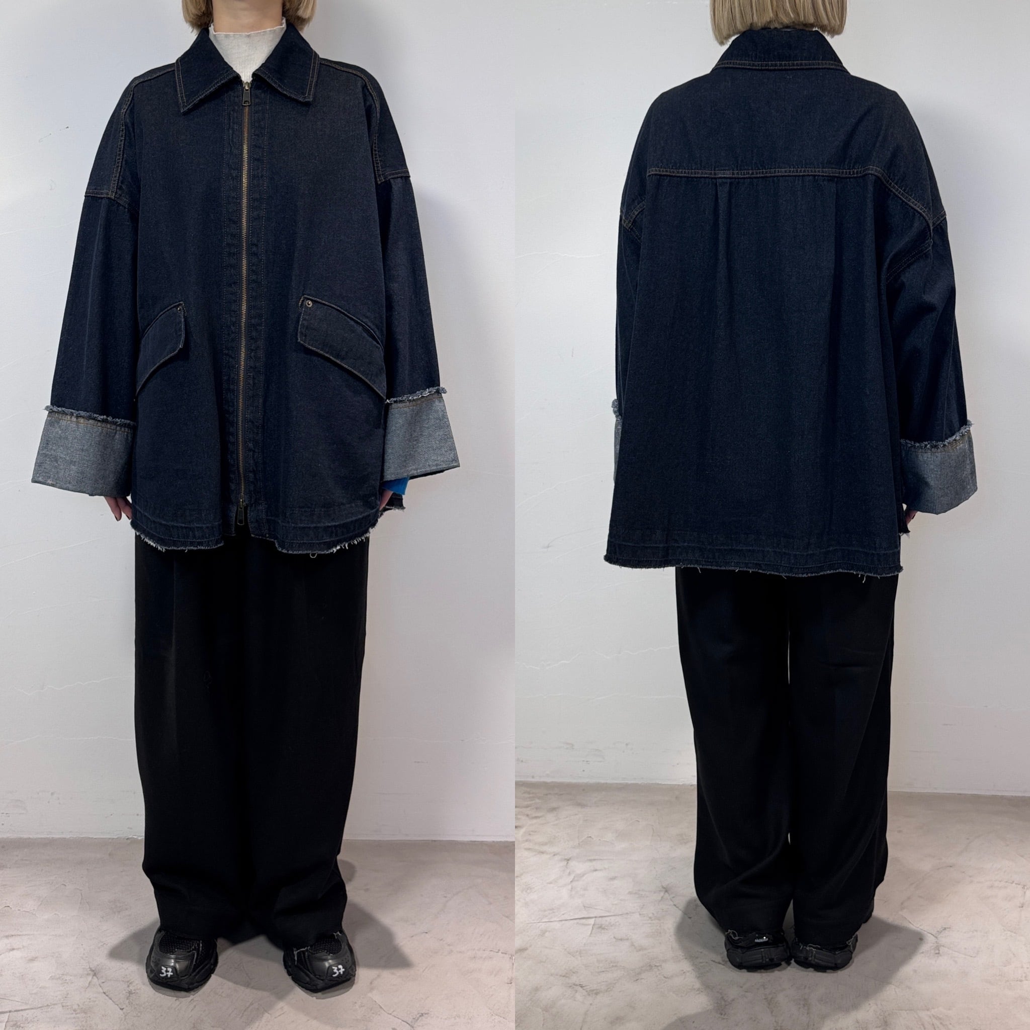 W zip フリンジツイルデニムオーバーJK/インディゴ | CFT.