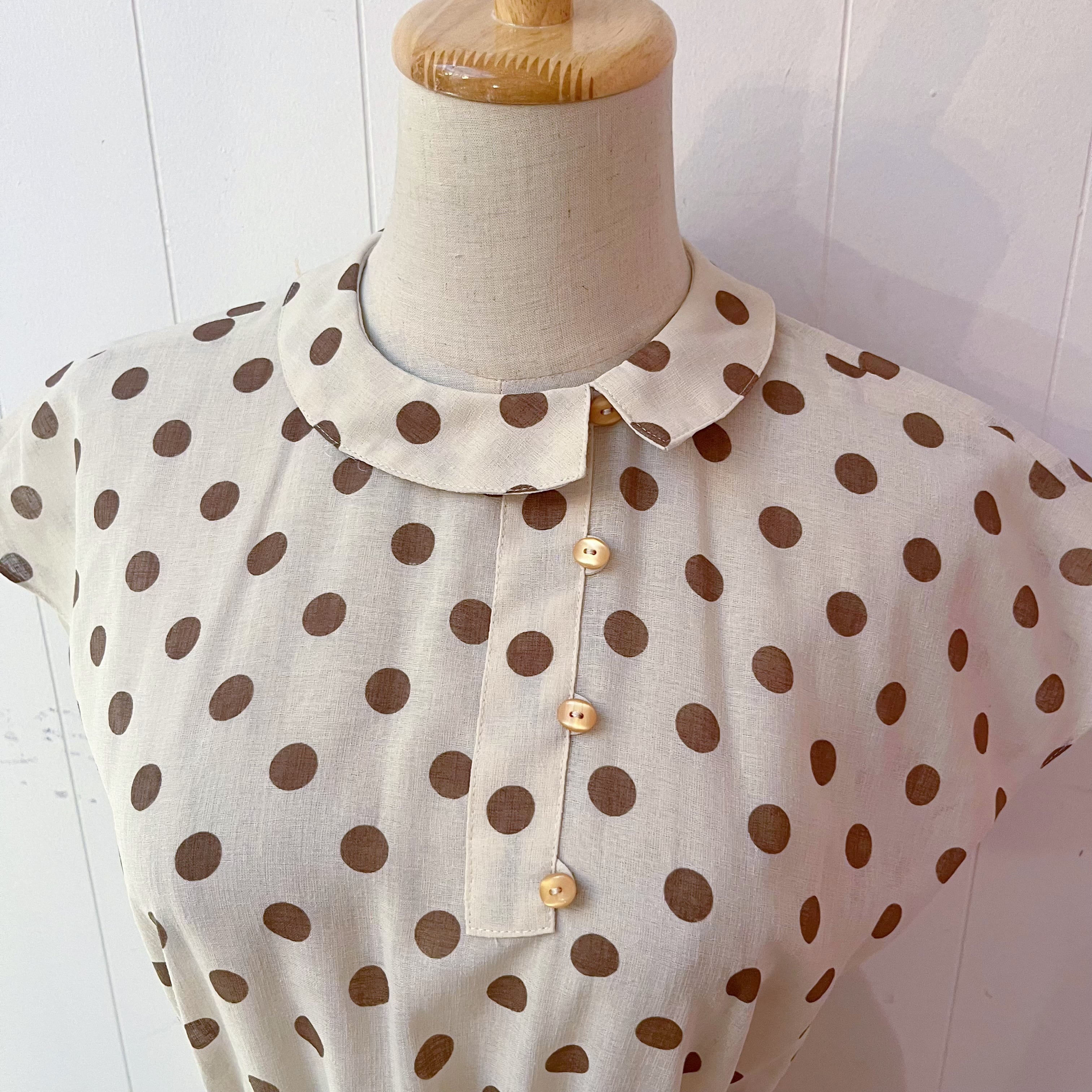 shell belt brown dot one-piece