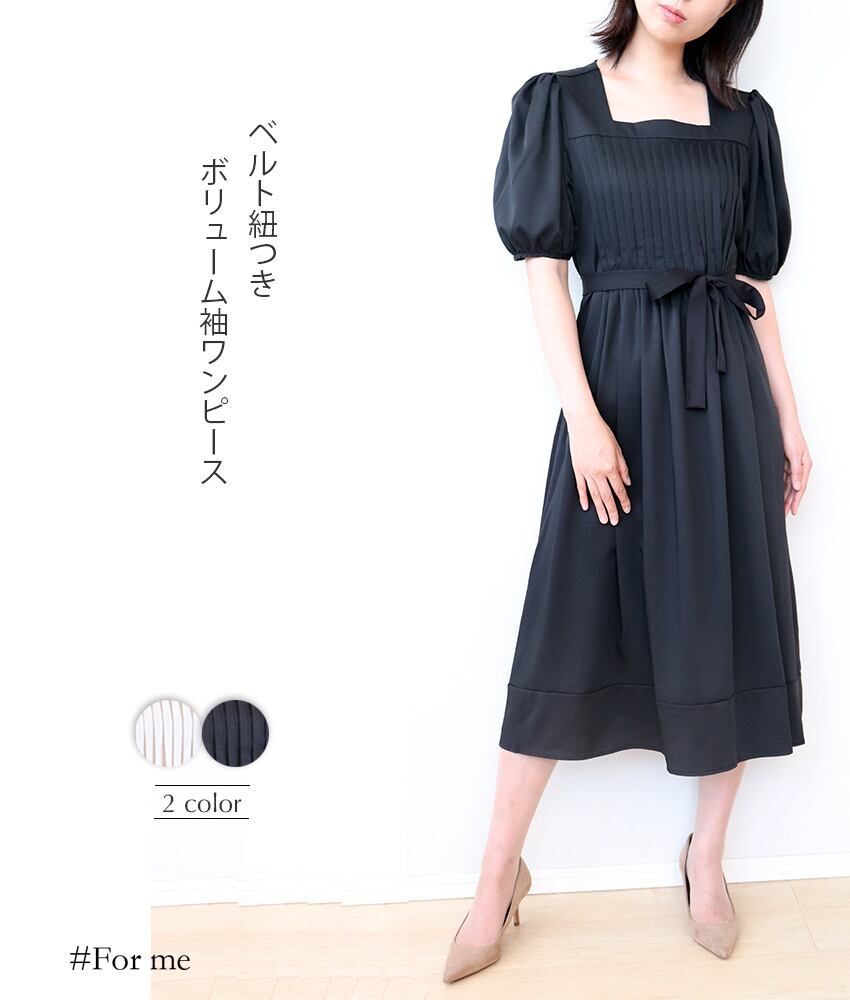 胸元縦プリーツワンピース_e0002106013