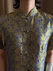 floral jacquard silk china shirt-5268-6