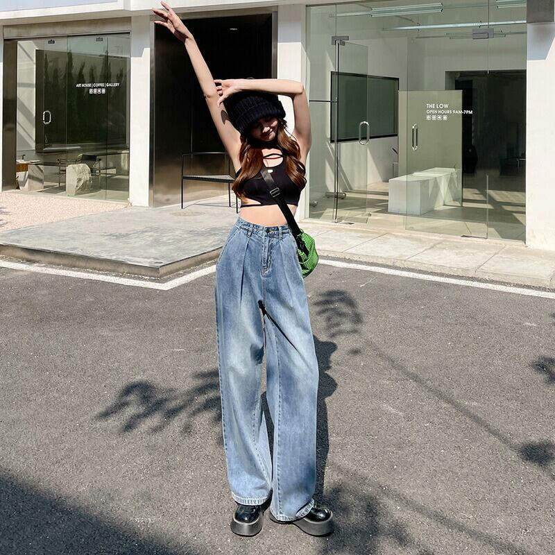 ⛎サラサラフレアデニムパンツ  インディゴ【L】■ハイウエスト 韓国ファッション