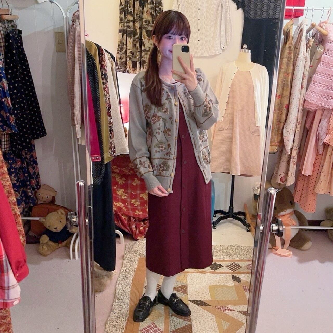 grape embroidery knit cardigan