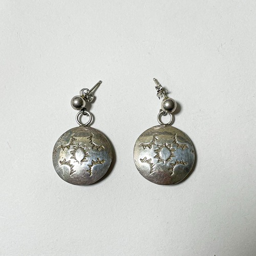 Vintage Southwestern Fred Harvey Style Sterling Concho Dangle Pirced Earrings