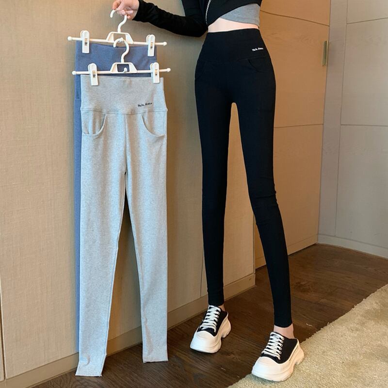 スプリングオータムスタイルハイウェストレギンス スリムパンツ 春物 秋物 試着室93161326457