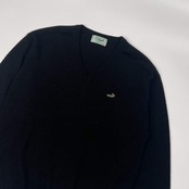 Crocodile クロコダイル Vネック 長袖 ニット セーター M/ブラック メンズ