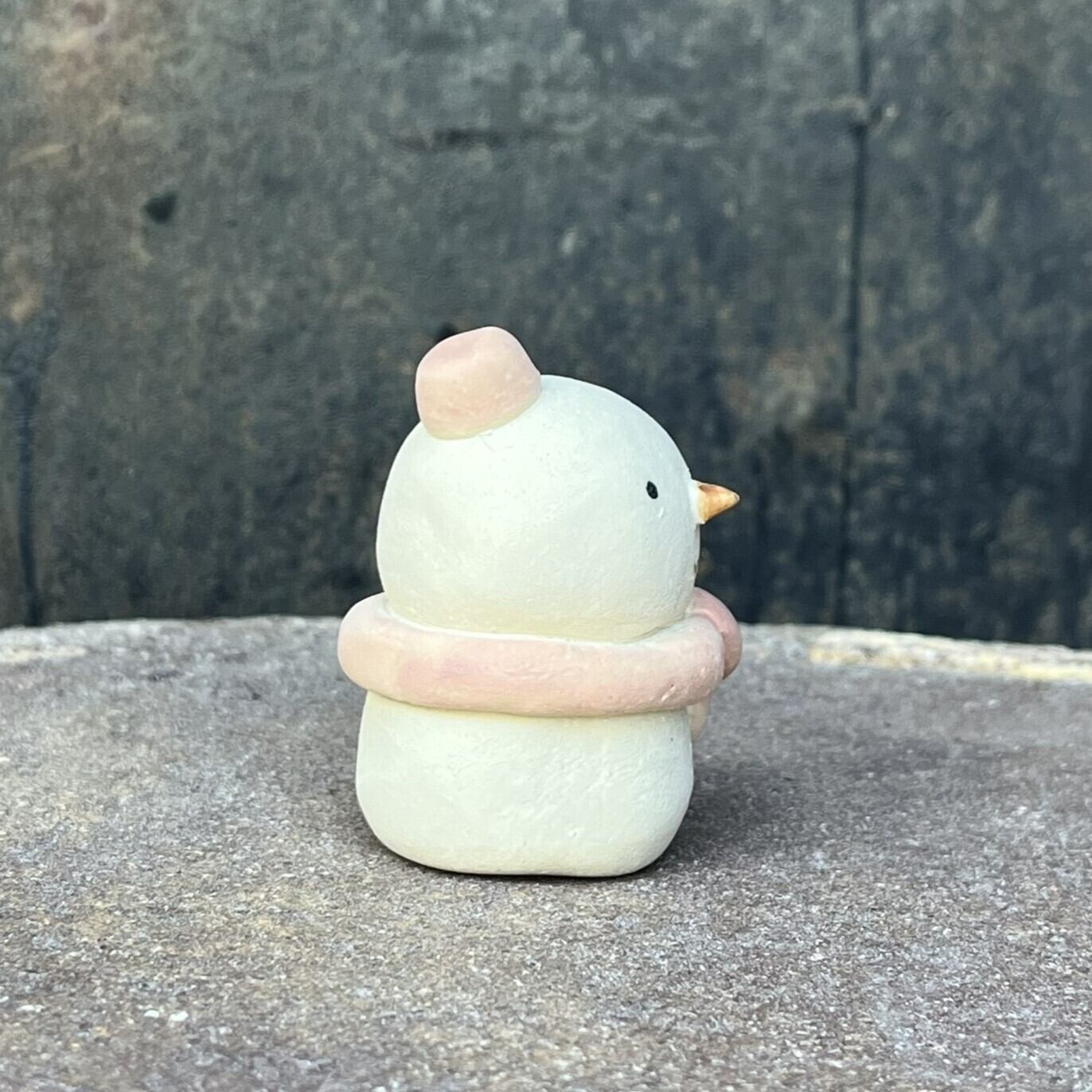 雪だるま（ピンク） KA-185-1 陶製 /Snowman (pink)/雪人（粉紅色