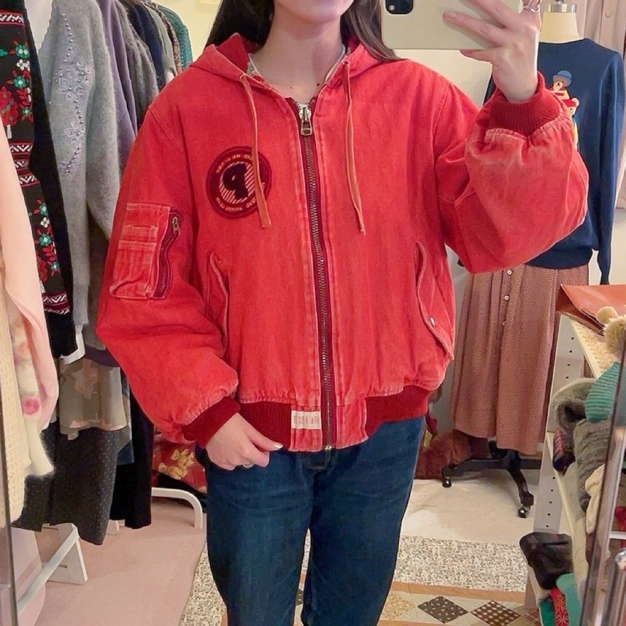 PINKHOUSE / red flower quilting blouson