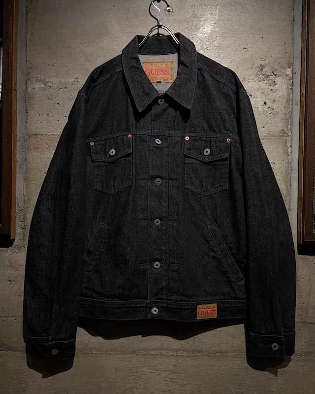 【Caka】“GUESS” Vintage Yarn Dye Black Denim Jacket