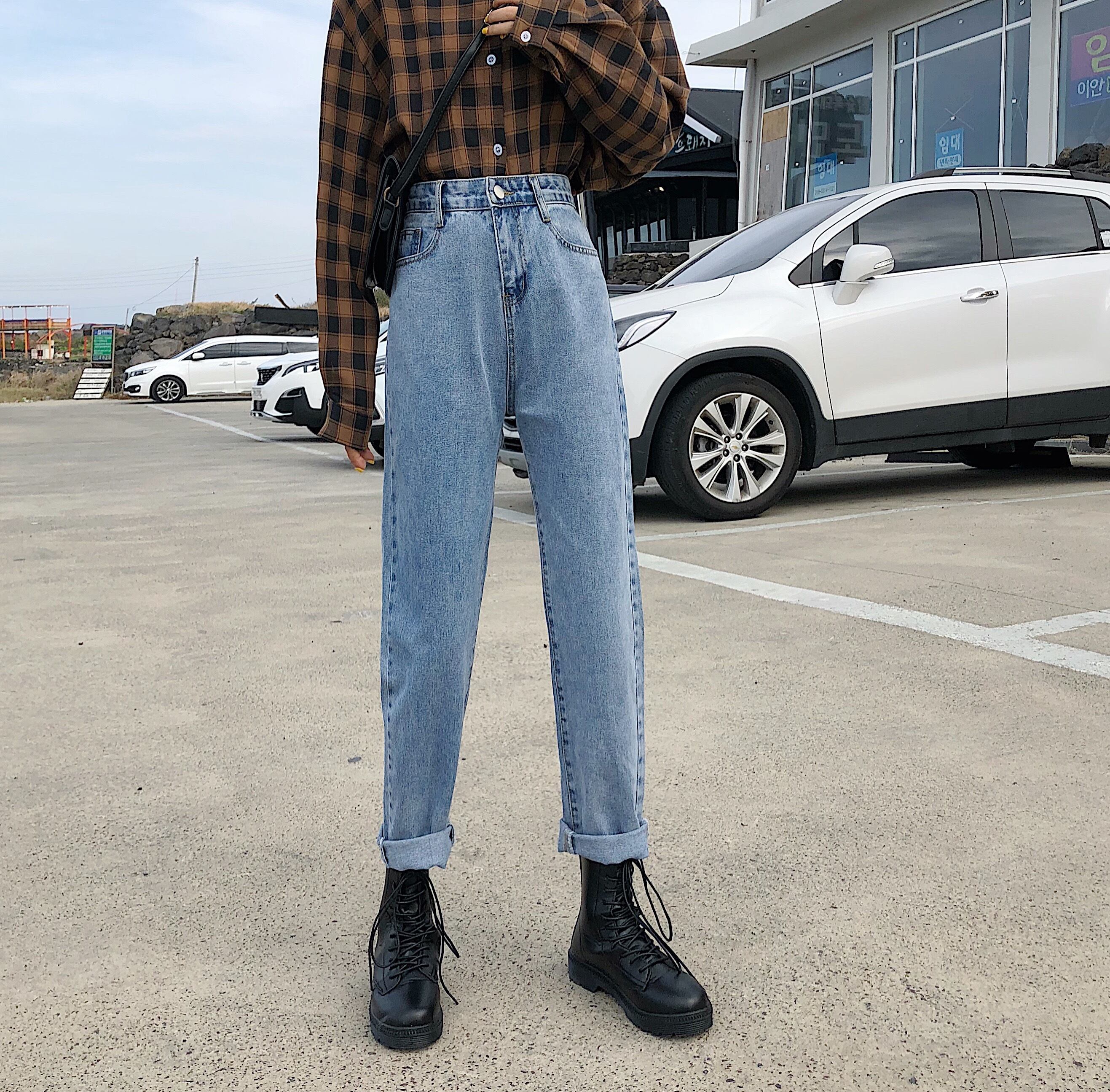 ジーンズ スプリングオータムハイウェストパンツ 春物 秋物 1号婦人45285564858